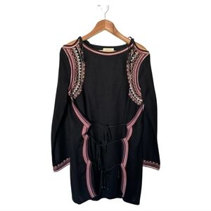 Doen Black Dress with Pink Embroidery